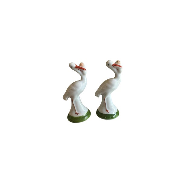 Vintage Hollóházi Porcelain Stork Figurines, Hungary, 1970s – A Pair - Palm Beach Style Birds For Sale In Miami - Image 6 of 12