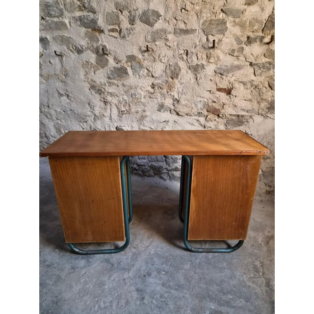French Modern Beech and Tubular Steel Writing Desk, 1930s For Sale - Image 12 of 18