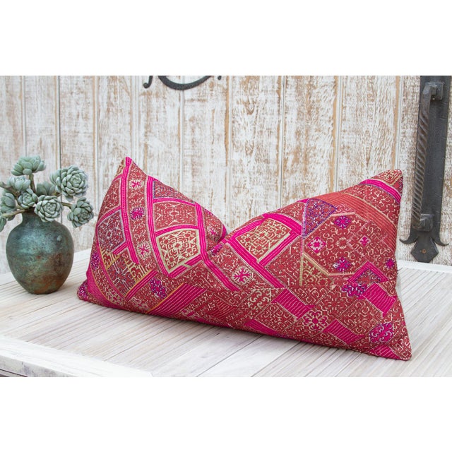 Indian Antique Samali Sindh Silk Pillow For Sale - Image 3 of 9