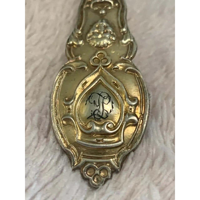 1920s Louis XIV Style Napoleon III Gilded Cutlery Set in Vermeil, 1920s, Set of 3 For Sale - Image 5 of 9