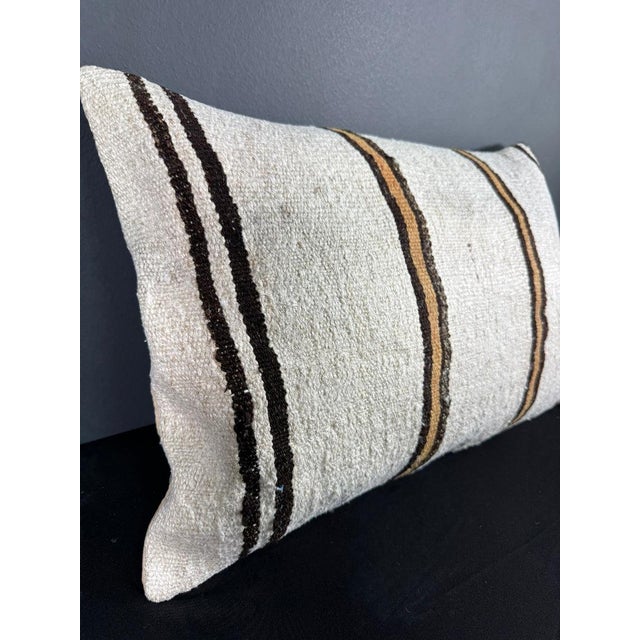 Contemporary Turkish Hemp Pillow Cushion Natural Beige Brown Pillow Cushion Cover 16" x 24" For Sale - Image 3 of 4