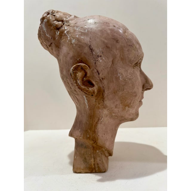 1960s Larry Mohr Painted Plaster Terrac Bust Sculpture Signed From Artist Estate For Sale In Atlanta - Image 6 of 11