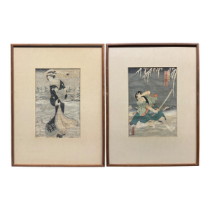 A Pair of Japanese Woodblock Paintings by Utagawa Kunisada (Toyokuni Iii)