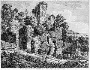 Avanzi delle rovine della Villa\. - Original Etching by L. Rossini - 1826 1826