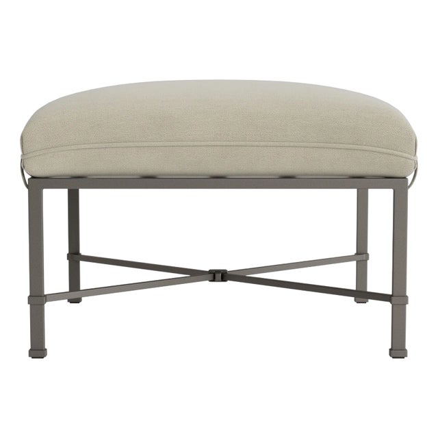 Brown Jordan Venetian Ottoman, Mica frame with Fusion Meadow fabric For Sale