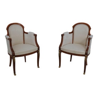Pair French Empire Style Small Scale Occasional Chairs For Sale