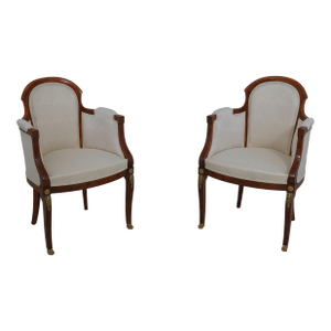 Pair French Empire Style Small Scale Occasional Chairs