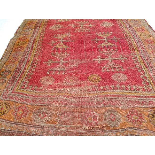 Brown Vintage Turkish Anatolian Prayer Rug, Handwoven Wool, Early 1900s, Red, 4' x 6' For Sale - Image 8 of 13