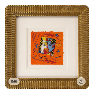 1990s Peter Max “Looking to the Left” – Mixed Media Collage, Framed