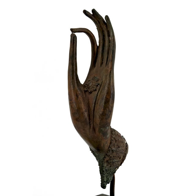 Black Thai Artist, Buddha Hand Mounted on Base, 20th Century, Bronze For Sale - Image 8 of 9