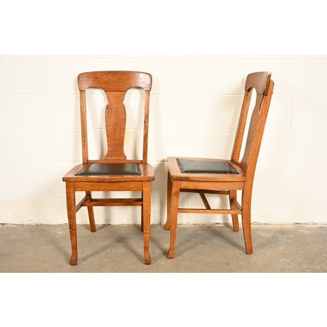 Heywood Wakefield Antique Mission Oak Arts & Crafts Side Chairs or Dining Chairs, Pair For Sale - Image 11 of 15