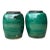 Vintage Green Glazed Earthenware Vessels - A Pair For Sale