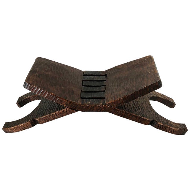 Burnt Umber Mexican Small Folding Stool Attributed to Don Shoemaker For Sale - Image 8 of 8