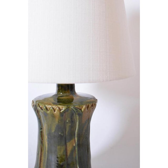 2000 - 2009 Kasaï Nile Beige Blue Green Ceramic Lamp by Barracuda Interiors For Sale - Image 5 of 6