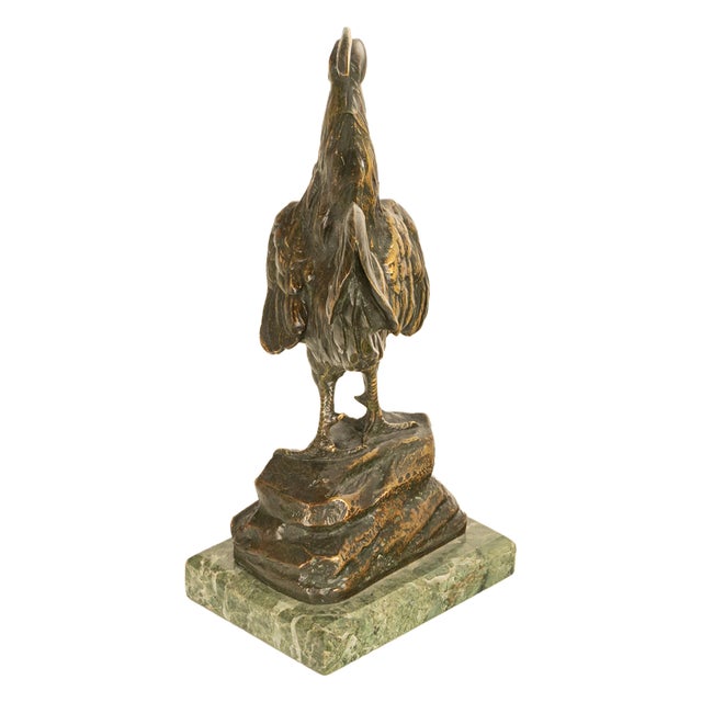 1900 - 1909 Antique French Bronze Animalier Sculpture Statue Rooster Cockerel Chicken by Louis-Albert Carvin, 1900 For Sale - Image 5 of 14