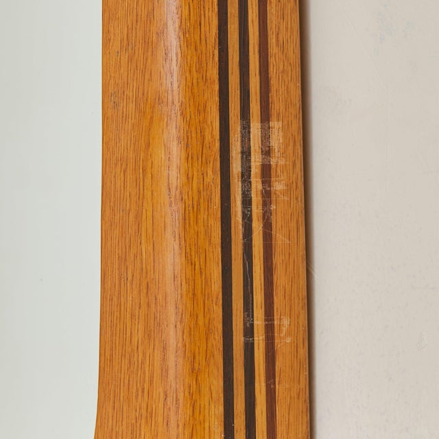 Brown French Oak + Inlaid Wood Wall Mirror, 1960s For Sale - Image 8 of 8