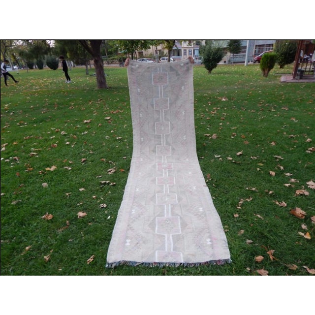 Distressed Vintage Kurdish Hand Knotted Herki Kilim Runner 2′11″ × 9′7″ For Sale - Image 10 of 13