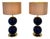 Murano Glass Lamps with Blue Spheres and Ivory Lampshades, Set of 2 For Sale
