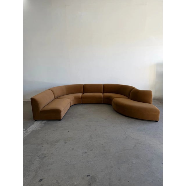 Sculptural Curved Sectional in Camel Velvet - Made to Order For Sale - Image 13 of 14