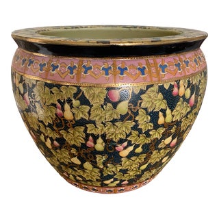 Mid to Late Twentieth Century Heavily Enameled Chinoiserie Fish Bowl Planter Jardiniere For Sale