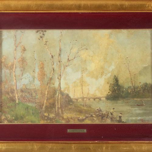Lorenzo Gignous, Landscape, Oil on Canvas, Framed For Sale - Image 3 of 13