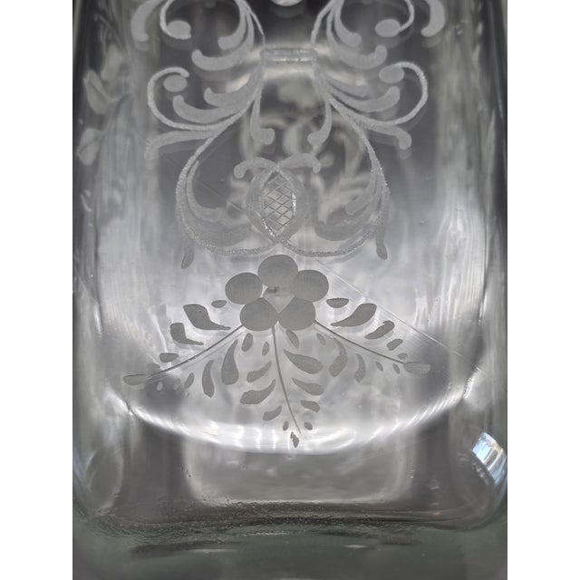 Baroque Late 19th Century Engraved Glass Liqueur Bottle with 800 Silver Stopper, Venice For Sale - Image 3 of 11