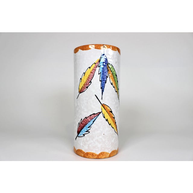 Ceramic 1950's Hand Painted Italian Ceramic Vase For Sale - Image 7 of 7