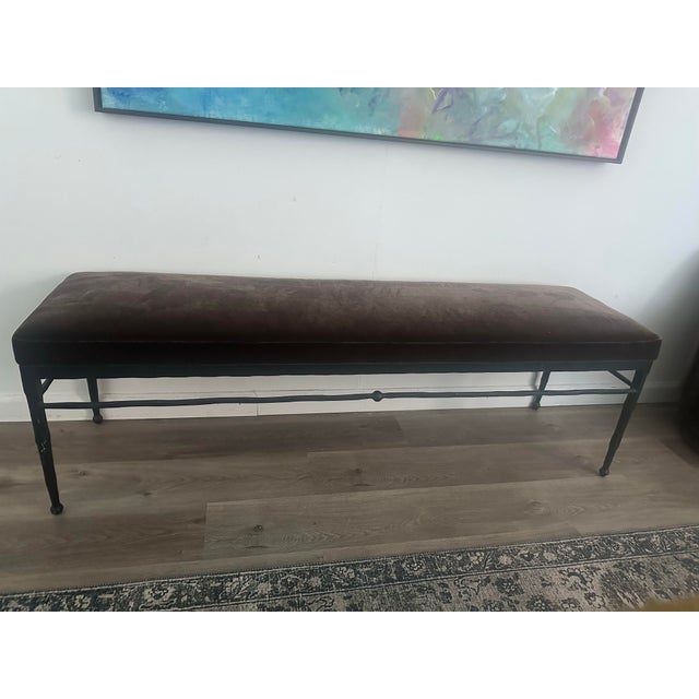 Crate & Barrel Athena Calderone Velvet Bench For Sale - Image 4 of 9