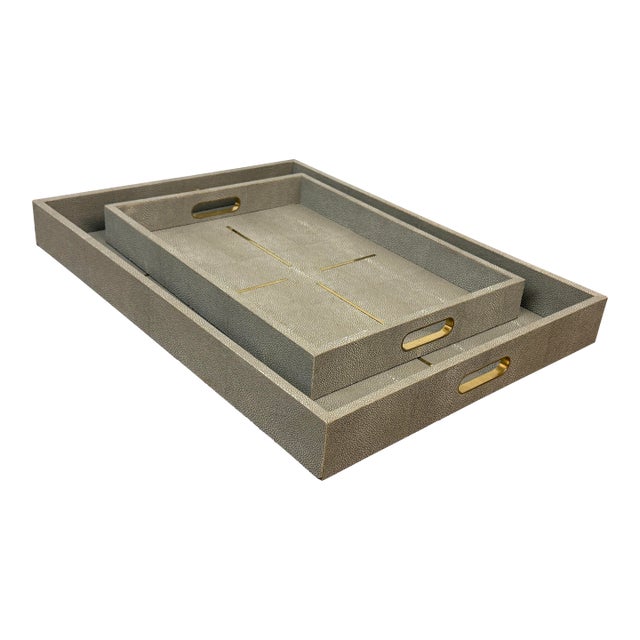 Made Goods Daina Faux Shagreen Trays, Set of Two For Sale