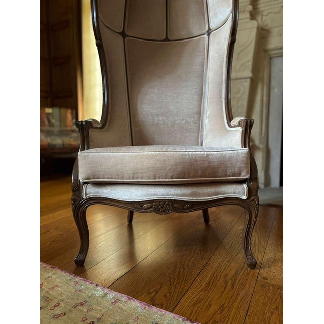 1980s 1980s High-Back Upholstered Accent Chair Set For Sale - Image 5 of 5