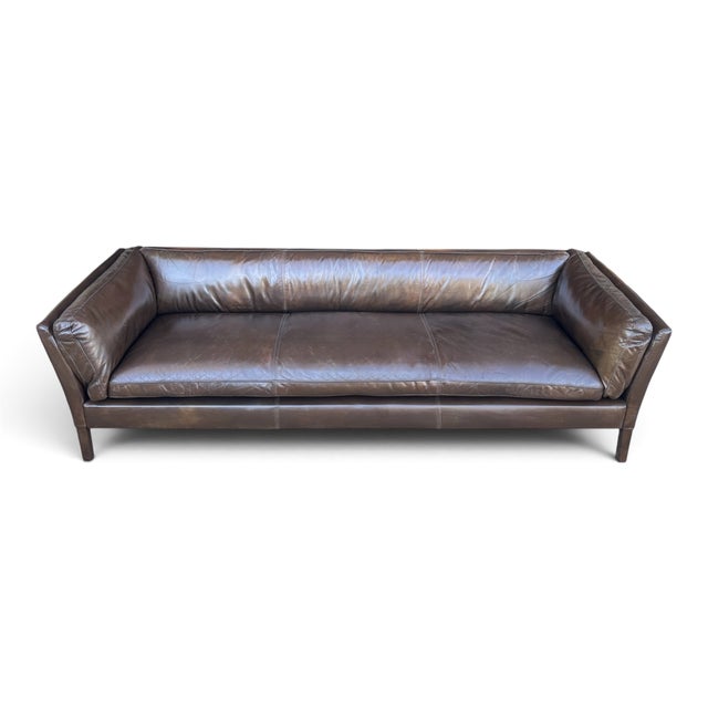 Restoration Hardware Restoration Hardware Sorensen Sofa in Tobacco Brown Leather With Natural Patina For Sale - Image 4 of 16