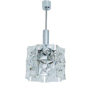 Faceted Crystal and Chrome Pendant from Kinkeldey, 1960s For Sale
