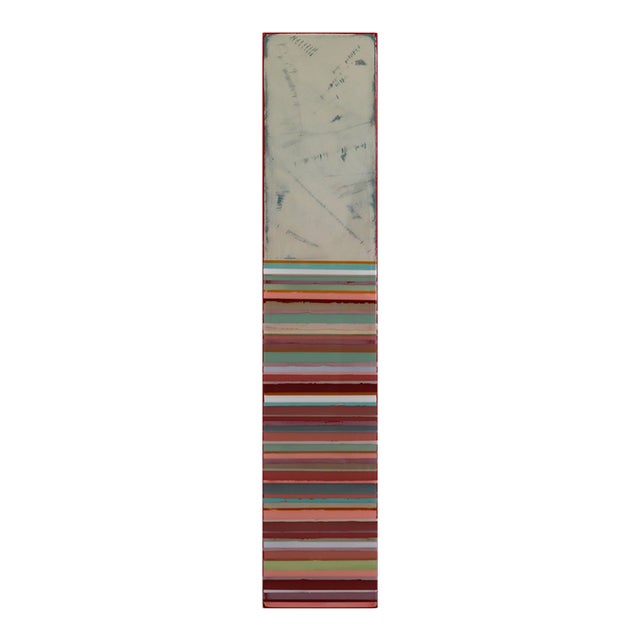 Tall Sunspot 71 - Original Striped Minimalist Resin Abstract Painting on Wood Panel by Ricky Hunt For Sale