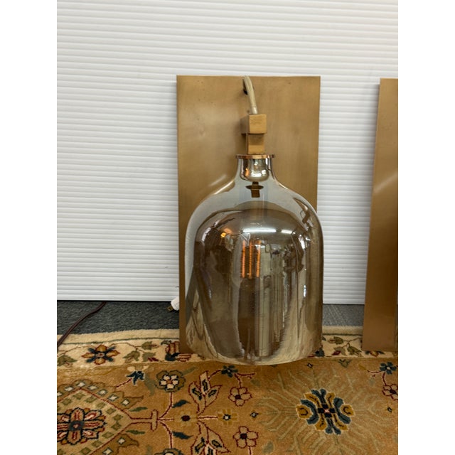 Brass Plate + Mercury Glass Wall Sconces, Pair For Sale In San Francisco - Image 6 of 12
