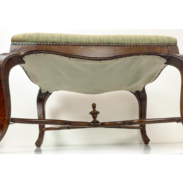 Wood Antique French Louis XV Style Walnut Bench Stool, 1800s For Sale - Image 7 of 17