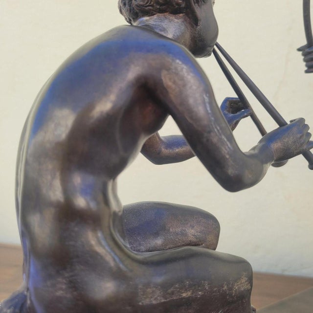 JD Guirande, Nude Dancer with Thyrsus, 20th Century, Bronze & Marble For Sale - Image 17 of 18