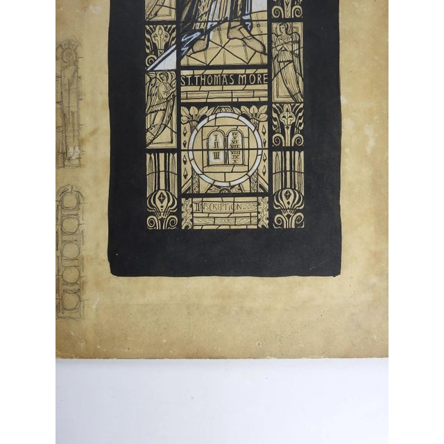 Gothic Mid 20th Century Thomas More Stained Glass Study Drawing For Sale - Image 3 of 4
