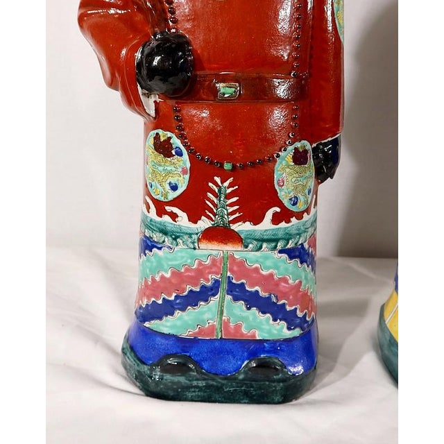 Mandarin Dignitary Statues in Earthenware, China, 1980s, Set of 3 For Sale - Image 10 of 18