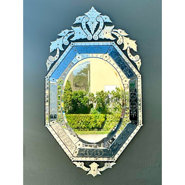 Vintage Italian Venetian Glass Mirror For Sale In West Palm - Image 6 of 12
