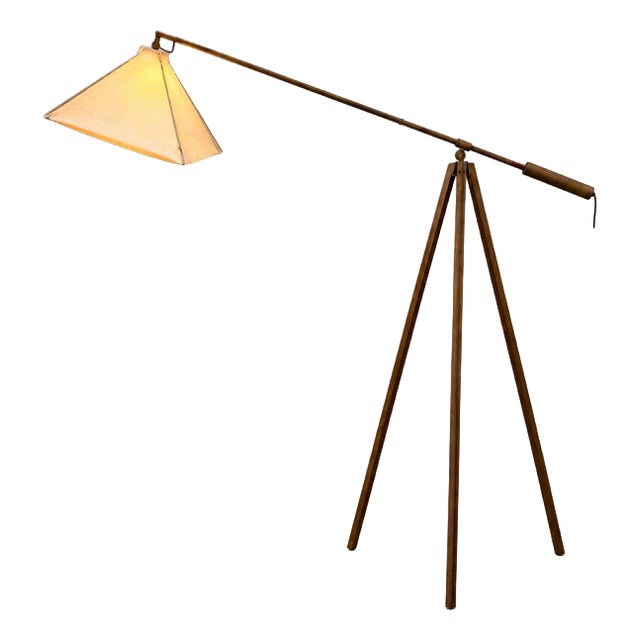 Large Vintage Adjustable Tripod Floor Lamp For Sale