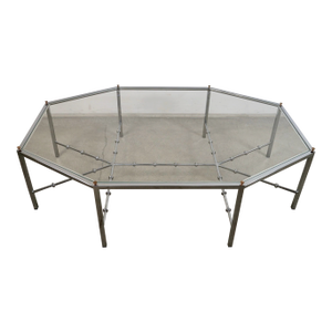 1970’s Mid-Century Modern Architectural Chrome & Glass Coffee Table