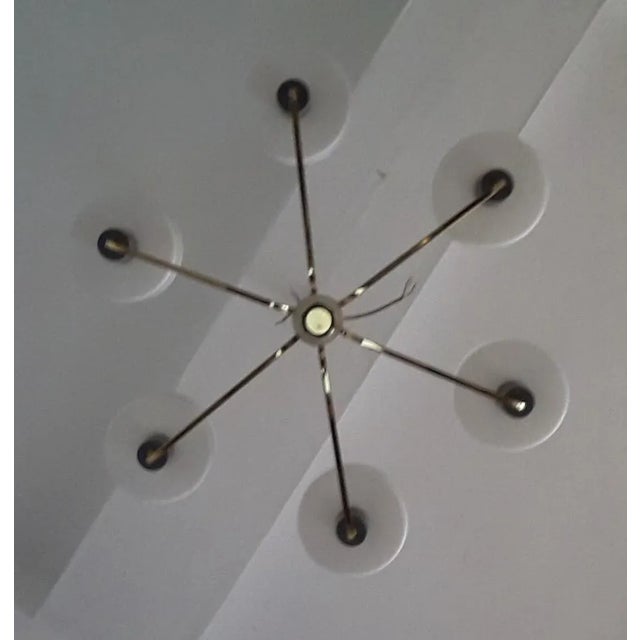 Metal Vintage Crown Ceiling Lamp with Brass Frame, 1960s For Sale - Image 7 of 8