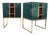 Italian Green and Burgundy Murano Glass Bedside Tables with Brass Frames from Justfurnituress SRL, Set of 2 For Sale