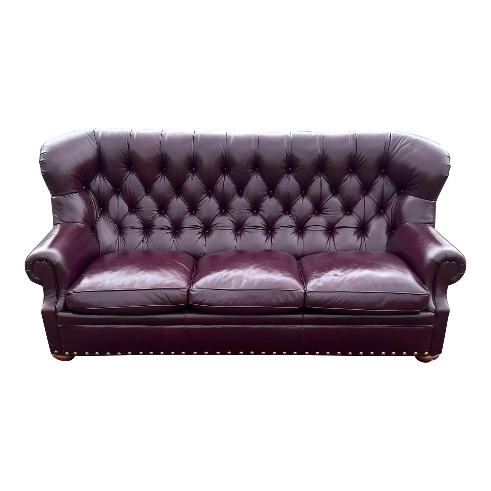 Thomasville “Hides and Seats” Tufted Leather Chesterfield Sofa Chairish