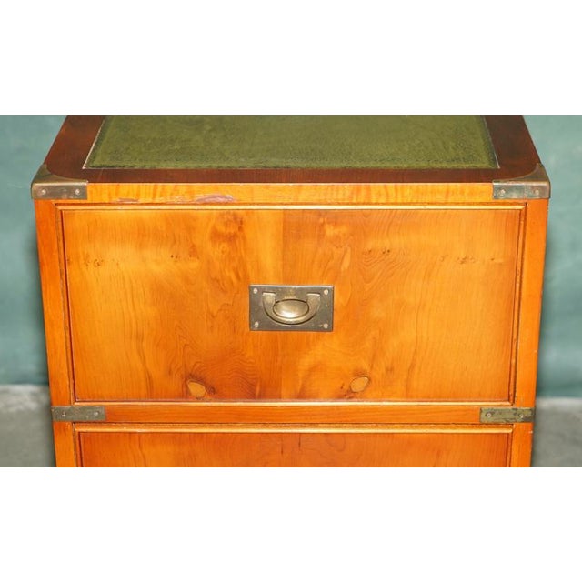 Military Campaign Side Tables with Green Leather, Set of 2 For Sale - Image 15 of 18