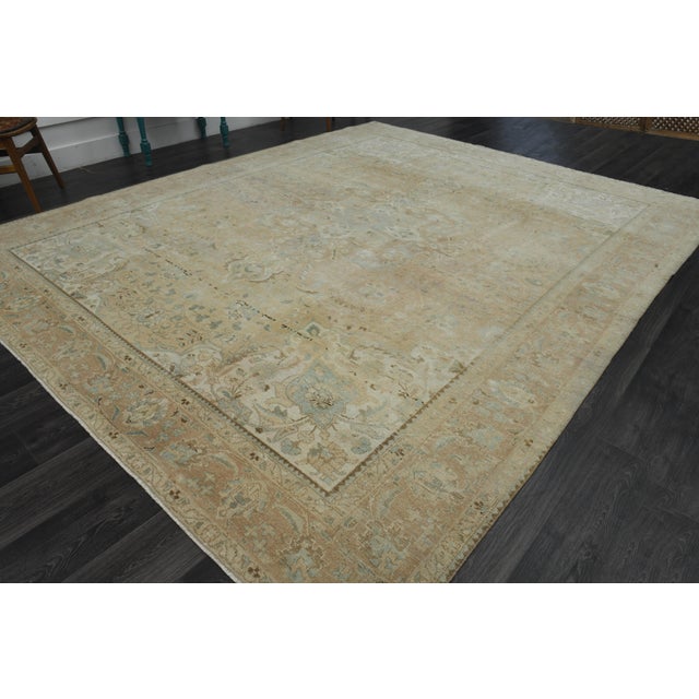 1970s Vintage Persian Handmade Wool Cotton Orange Area Rug For Sale - Image 10 of 11