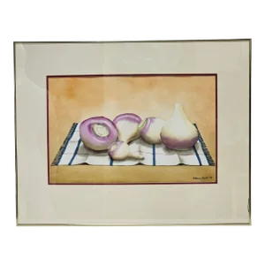 Still Life Turnip Vegetable Watercolor Painting Signed Earl Rema Ault