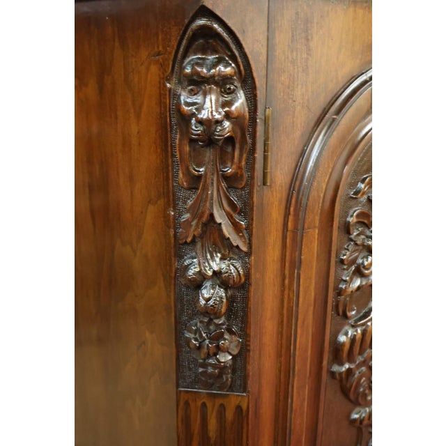 Walnut Renaissance Revival Style Two Door China Cabinet Circa 1920's For Sale In New York - Image 6 of 13
