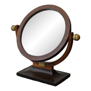 Vintage Art Deco Mutli-Tone Wood Tabletop Vanity Mirror, Circa 1930s-40s For Sale