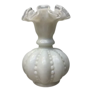 Vintage Fenton Silver Crest Beaded Melon Vase